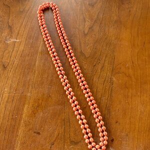 Elegant Double-Strand Orange Necklace 66 inches long